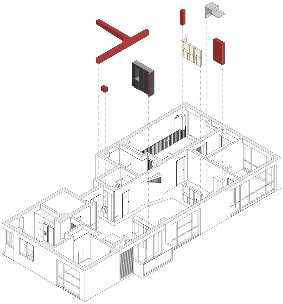 Apartment with free plan and fluent space DNA Architects
