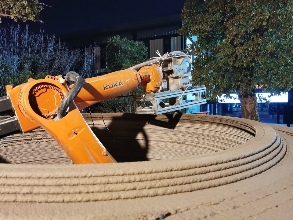 a robot 3d printed concrete book cabin china by professor xu weiguos team from the tsinghua university school of architecture