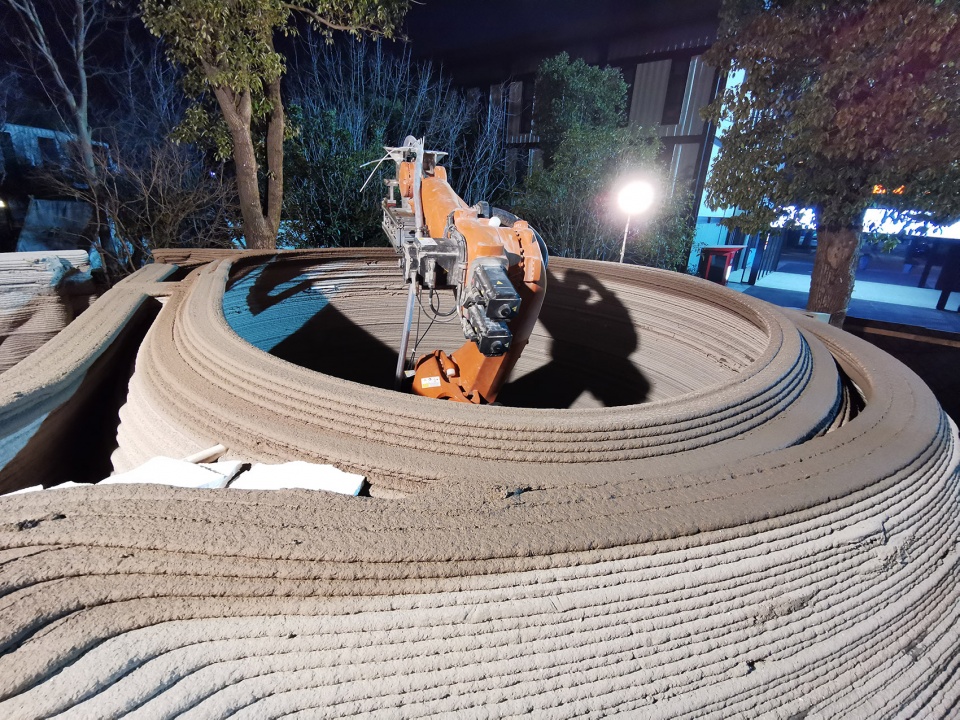 a robot 3d printed concrete book cabin china by professor xu weiguos team from the tsinghua university school of architecture