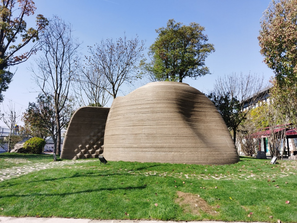 a robot 3d printed concrete book cabin china by professor xu weiguos team from the tsinghua university school of architecture