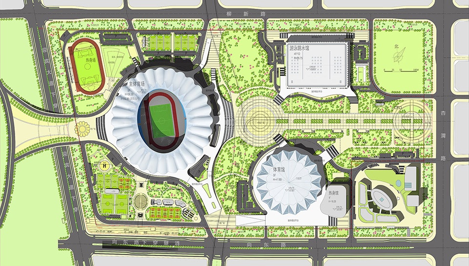 Master Plan and Main Stadium Design and Xi An Olympic Sports Center China by PTW