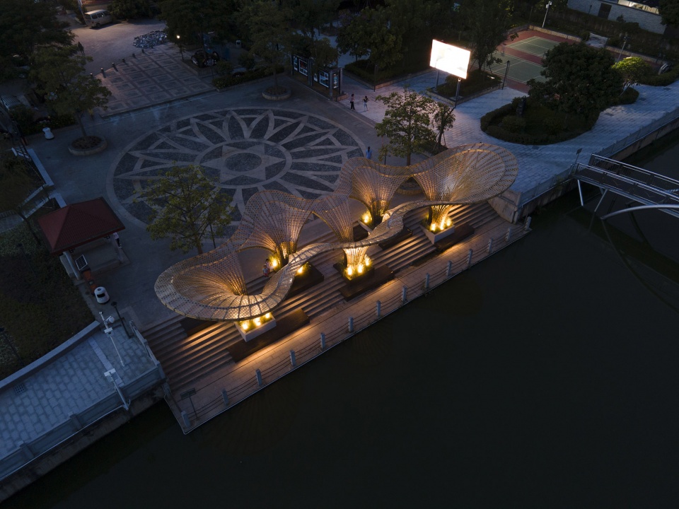 huanglong waterfront bamboo pavilion china by atelier cns