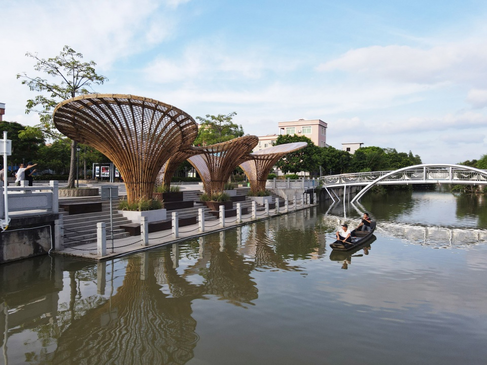 huanglong waterfront bamboo pavilion china by atelier cns