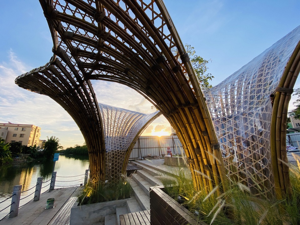 huanglong waterfront bamboo pavilion china by atelier cns