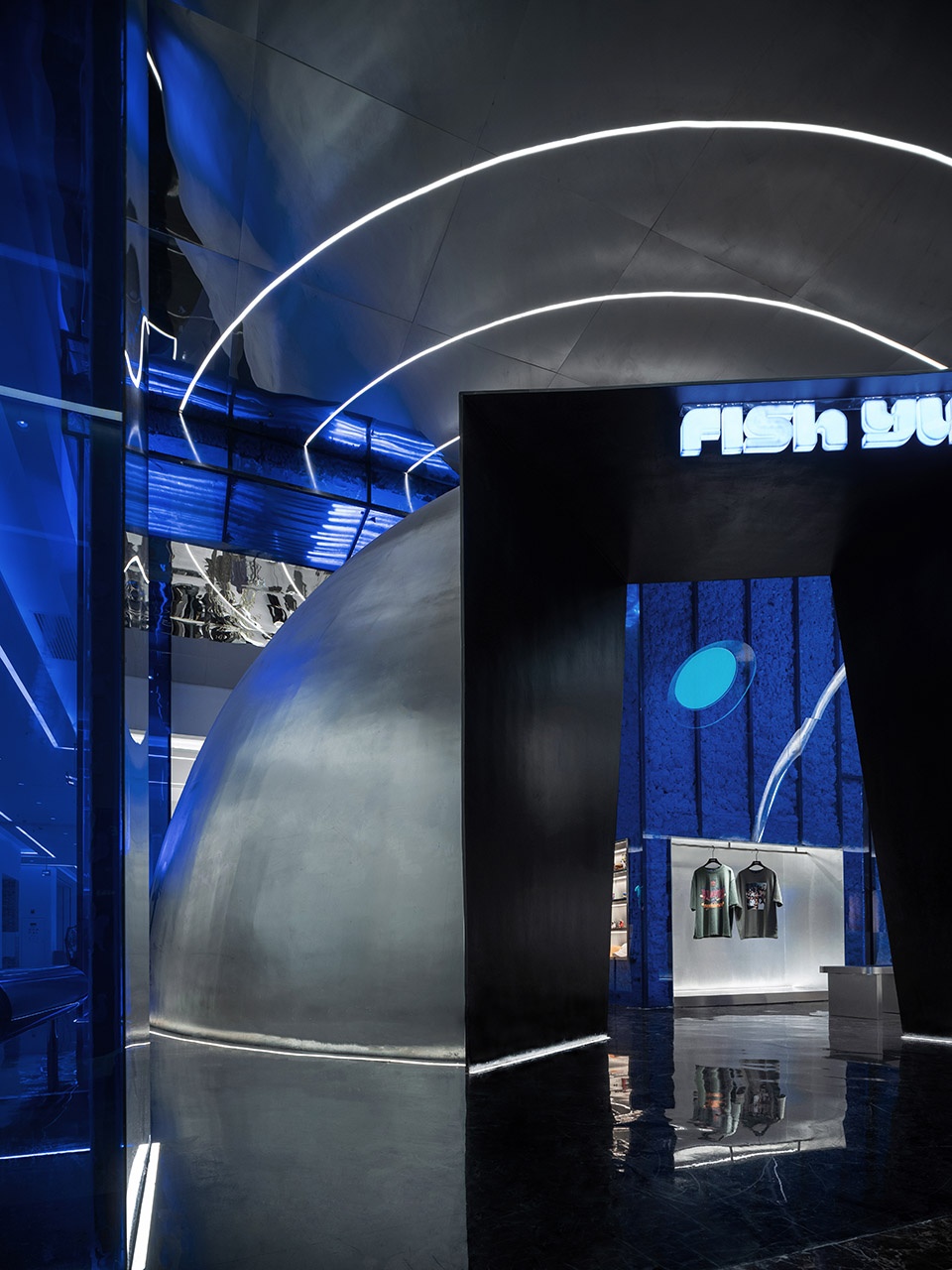 fish yu clothing exhibition hall china by ge space design