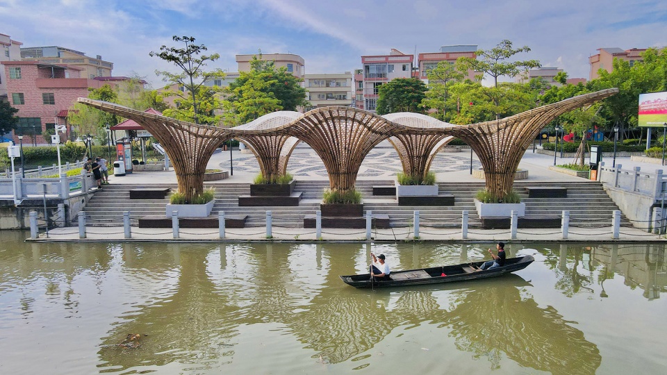 huanglong waterfront bamboo pavilion china by atelier cns