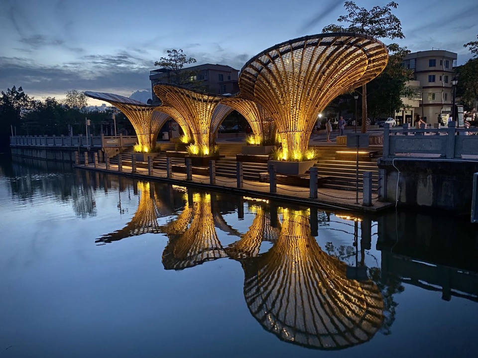 huanglong waterfront bamboo pavilion china by atelier cns
