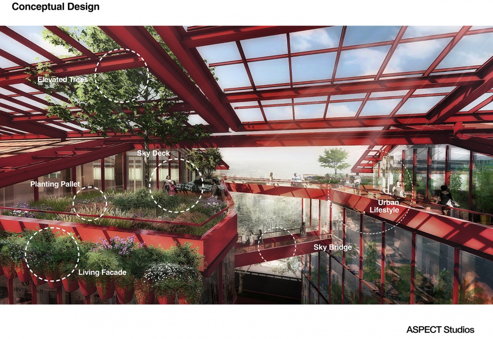 landscape architectural and living facade design for the roof by aspect studios
