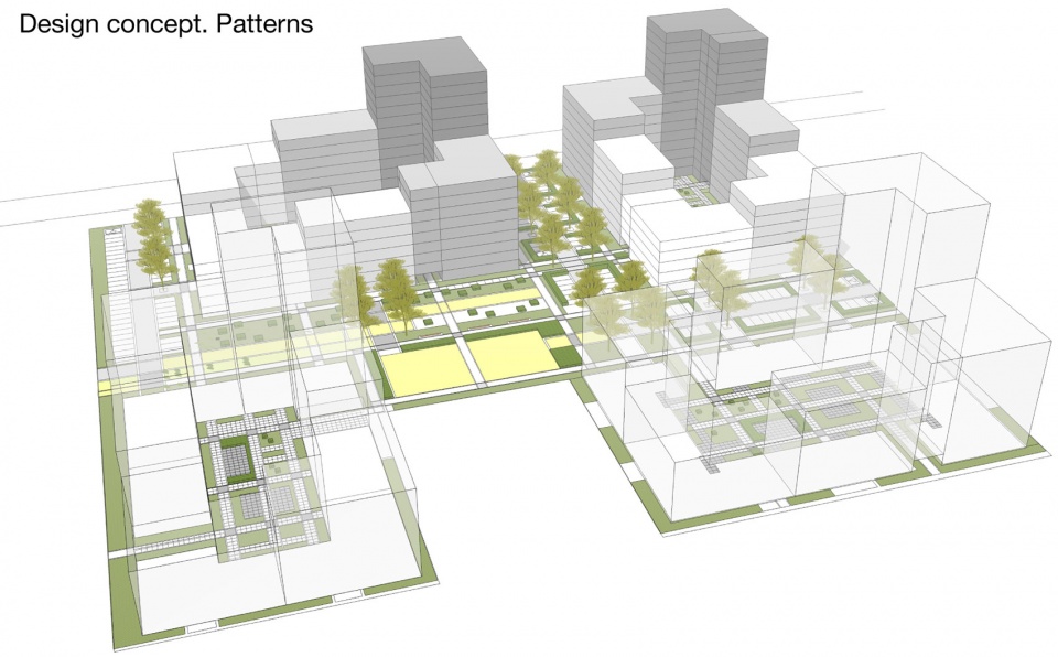 Public park and courtyards in Sukhodolsky quarter by Brusnika