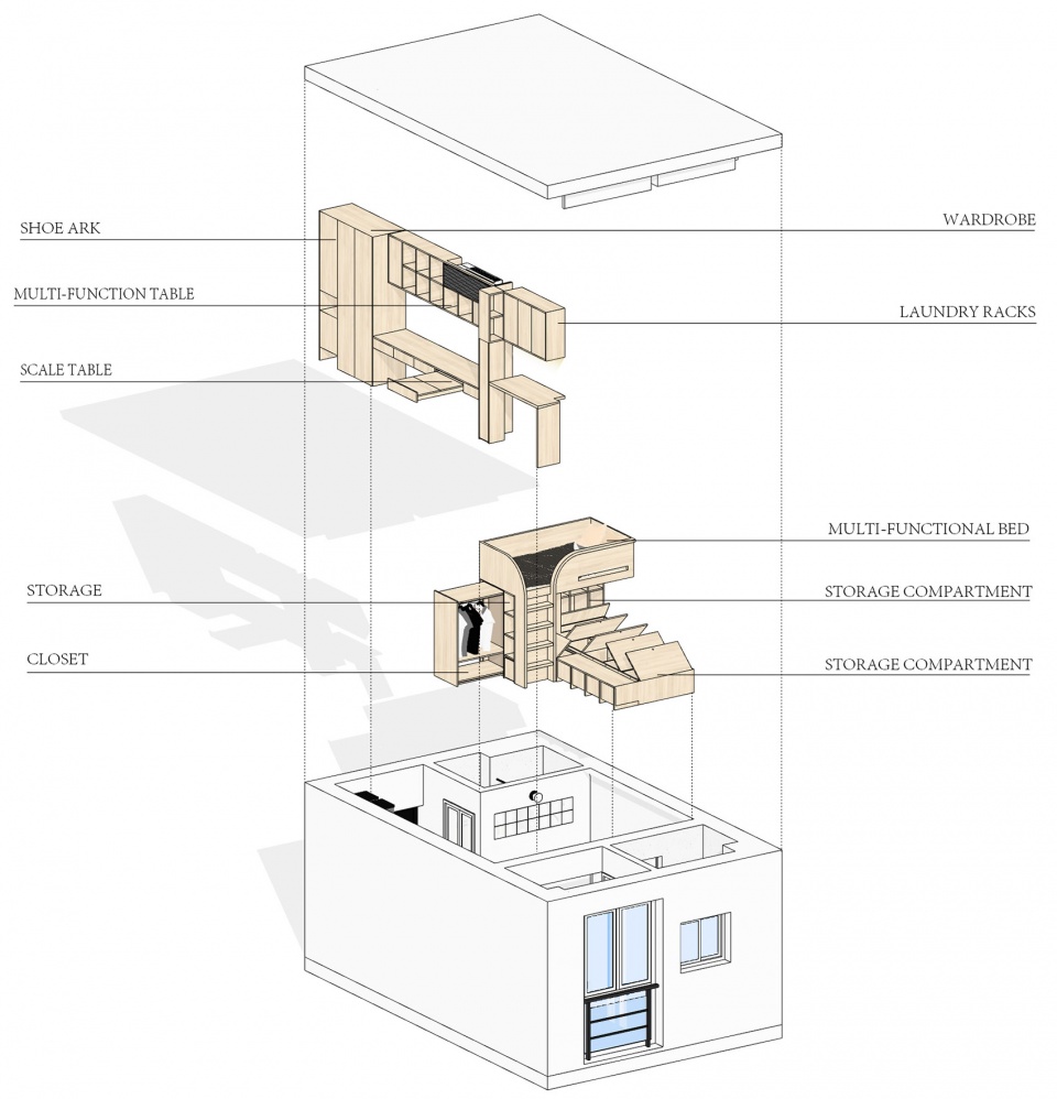 Interior design of a 24 square meters apartment by Wusuo design