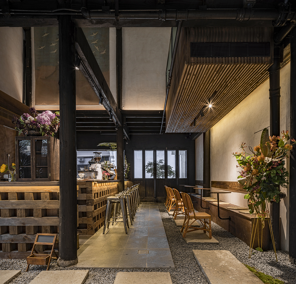 metal hands coffee renovation china by daga architects