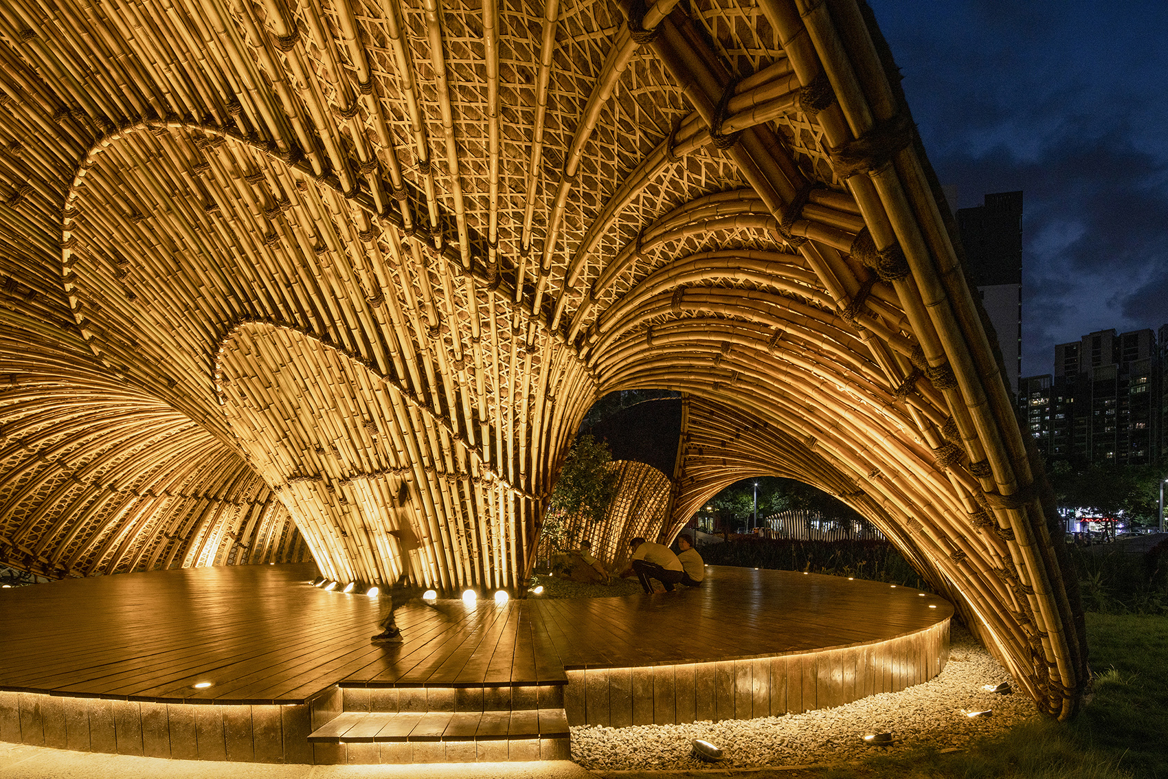flower field bamboo pavilion china by atelier cns