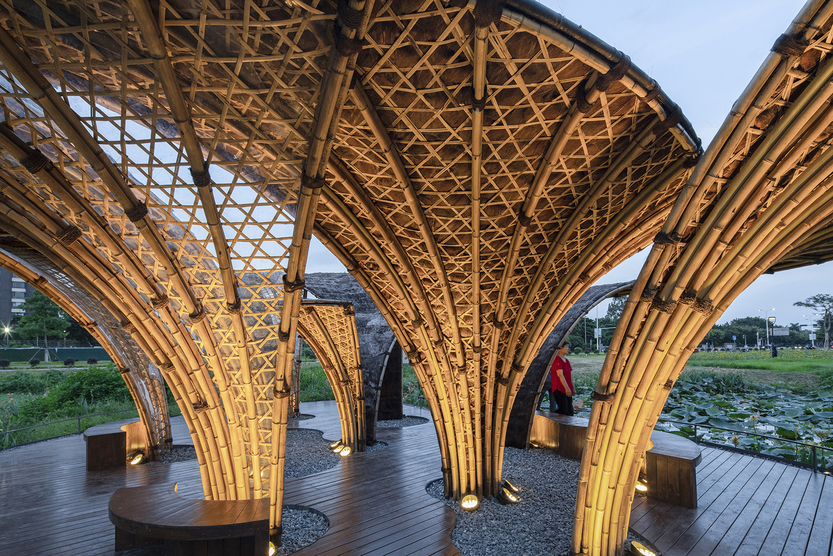 flower field bamboo pavilion china by atelier cns