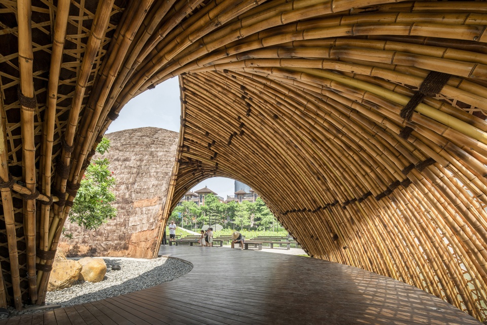 flower field bamboo pavilion china by atelier cns