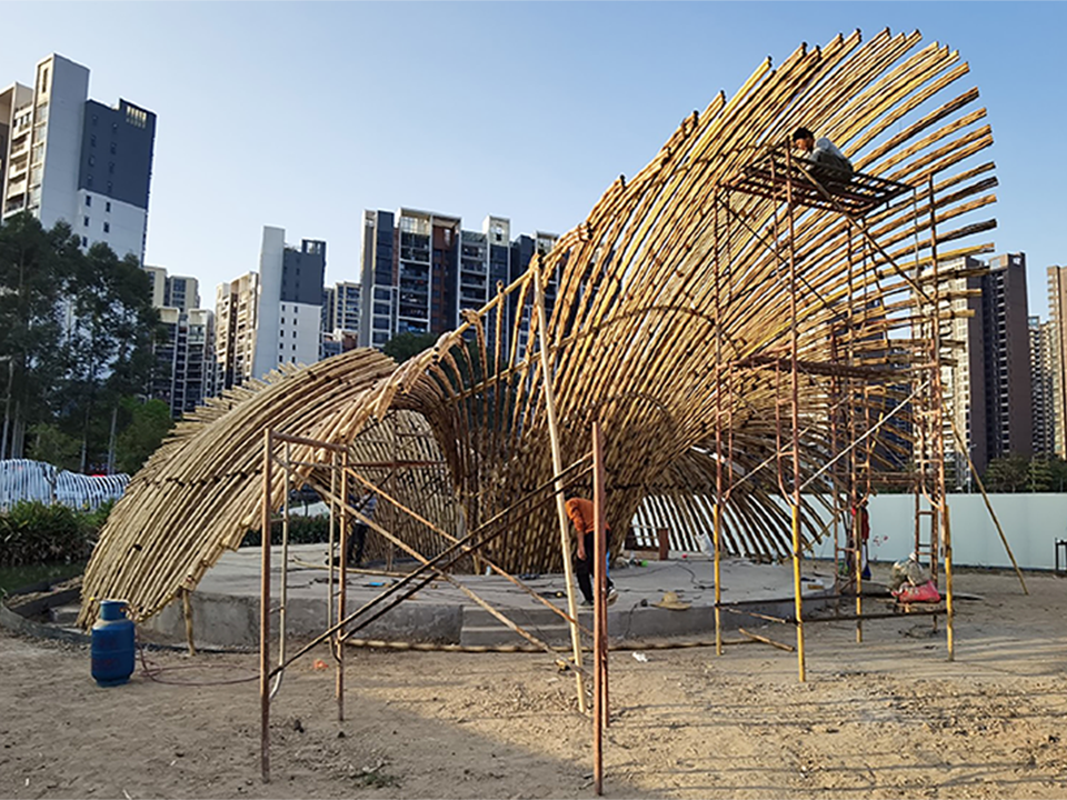 flower field bamboo pavilion china by atelier cns 1