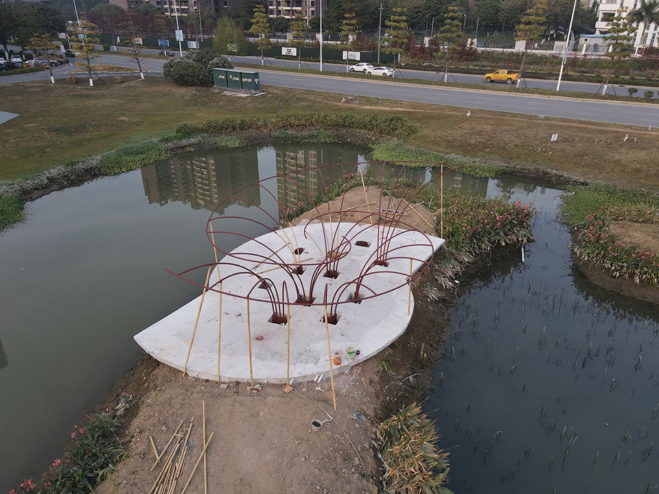 flower field bamboo pavilion china by atelier cns