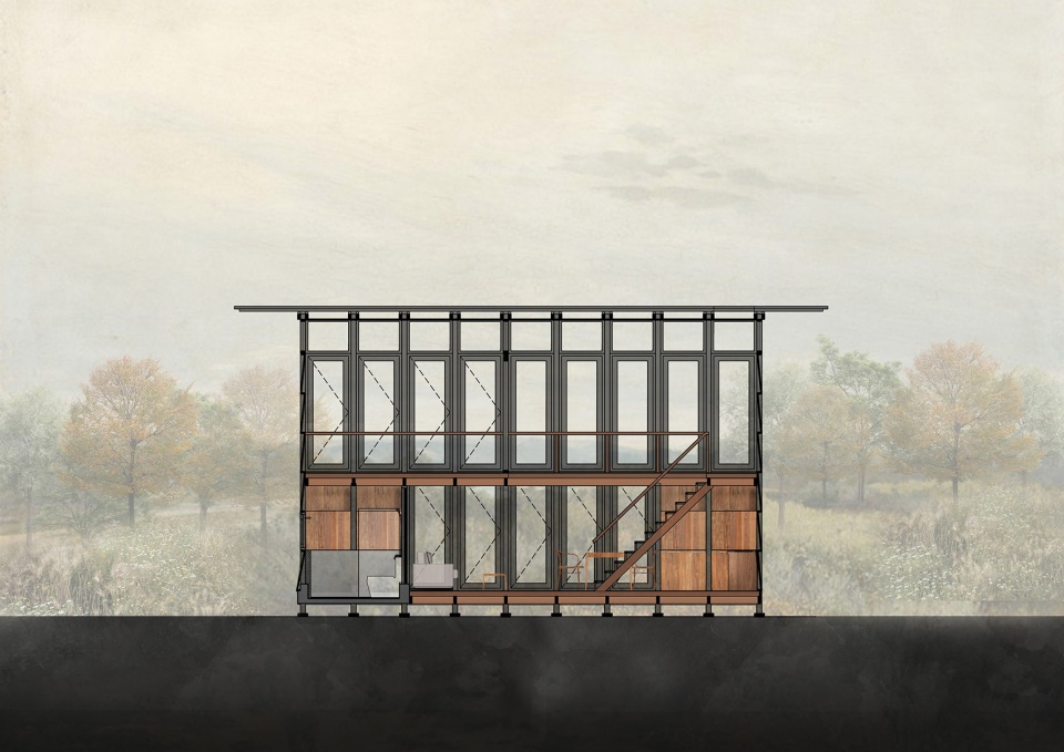 Wood and Mountain–Cabin of human by Sher Maker