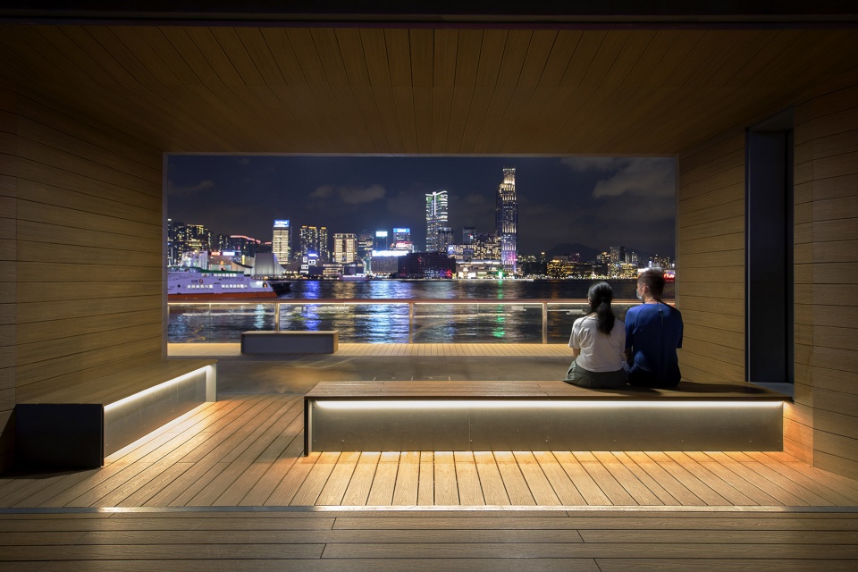 the garden embankment pierside precinct advance promenade near wan chai ferry pier by archsd
