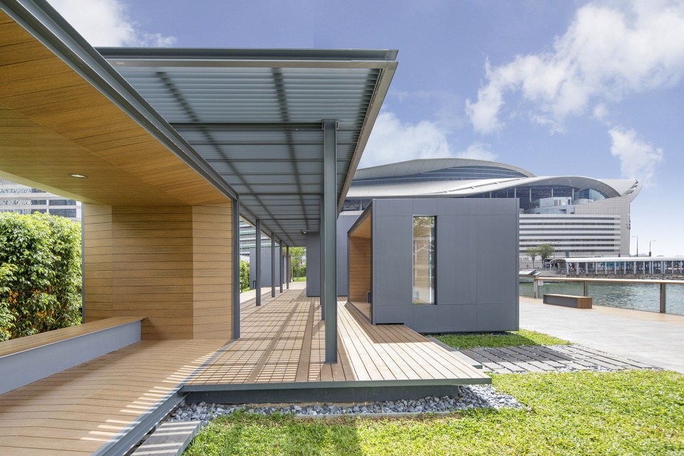 the garden embankment pierside precinct advance promenade near wan chai ferry pier by archsd