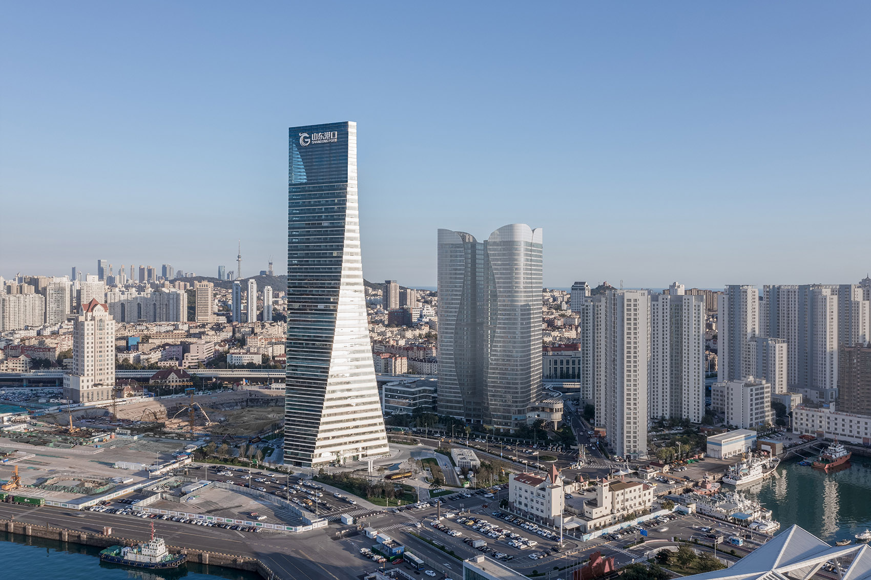 shandong port tower qingdao by gmp
