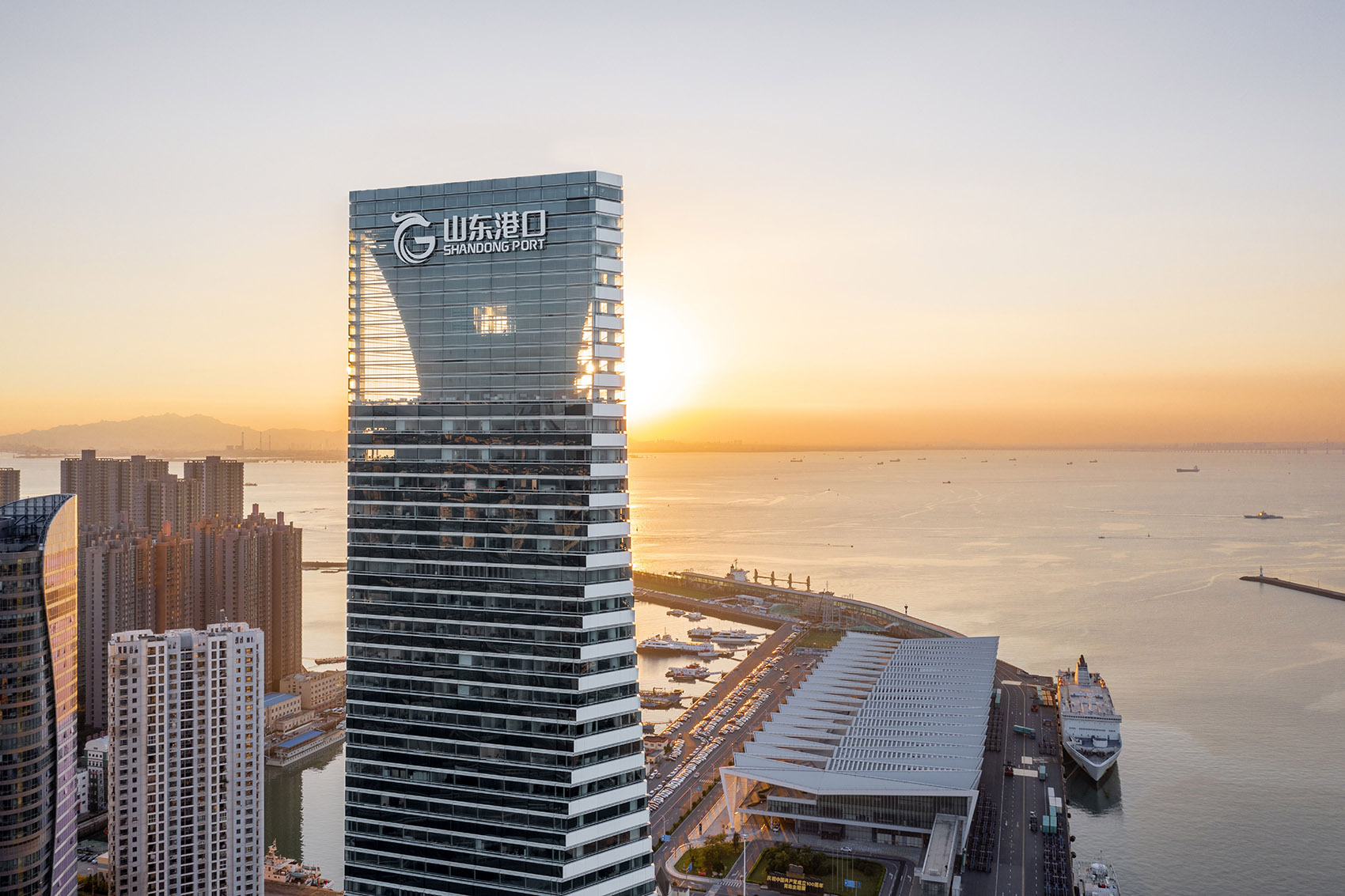 shandong port tower qingdao by gmp