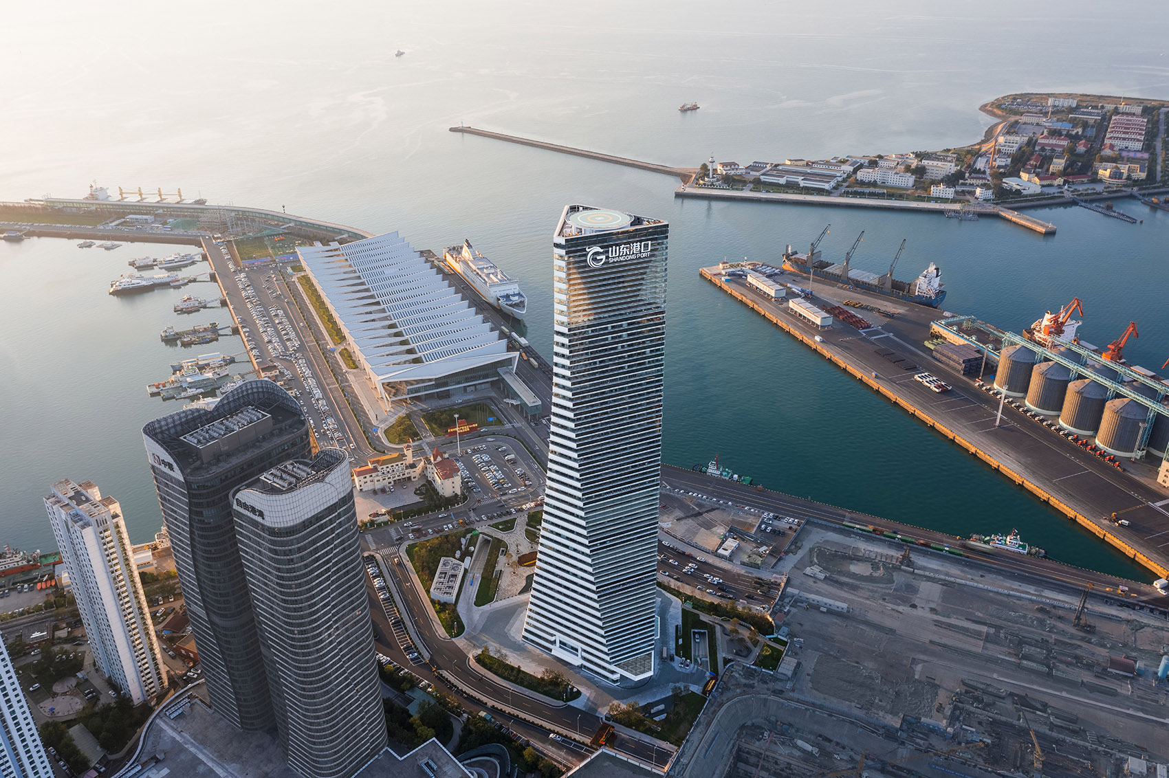 shandong port tower qingdao by gmp
