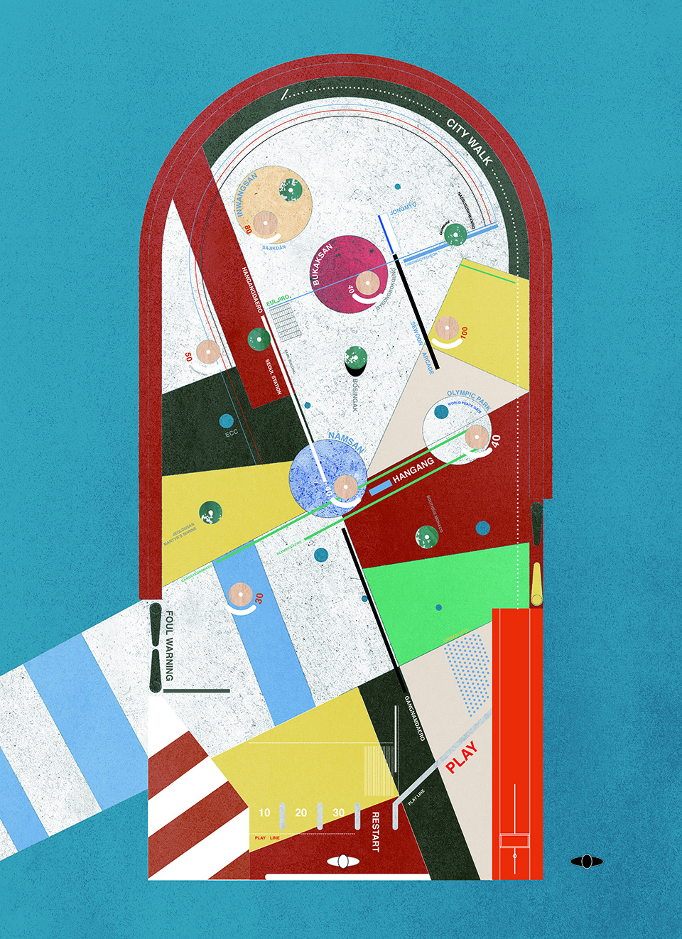 seoul urban pinball machine by studio heech