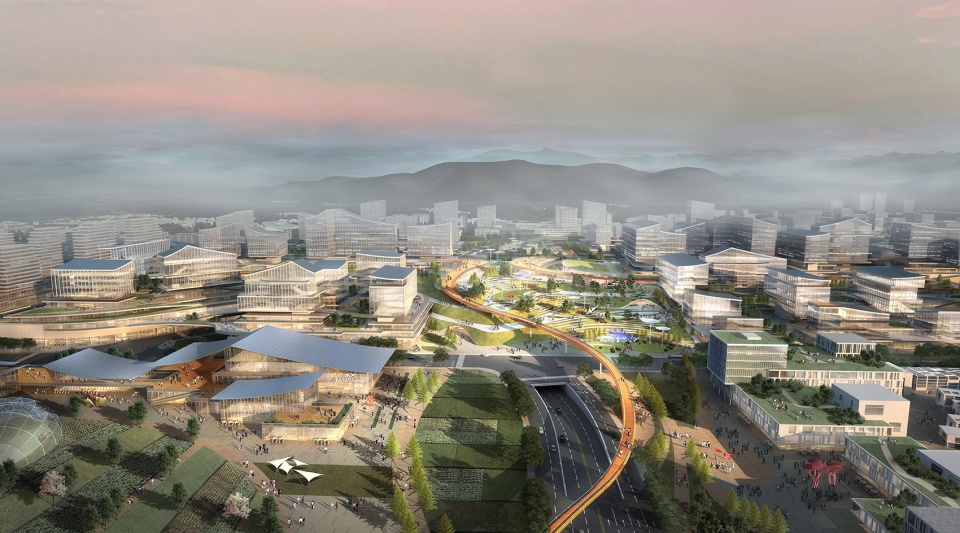 aedas and caupd hitad consortium won the urban design competition for hangzhou shuangpu depot tod project