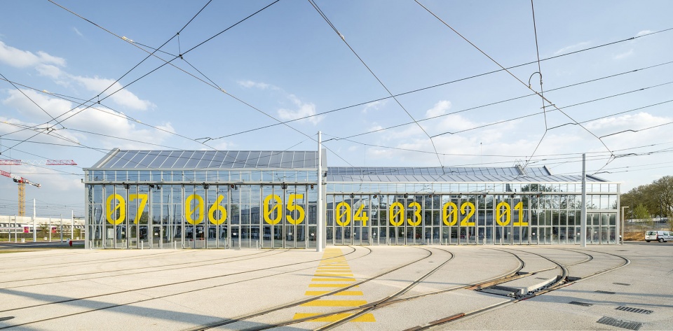 Maintenance and storage center for the T9 tramway by Ferrier Marchetti Studio