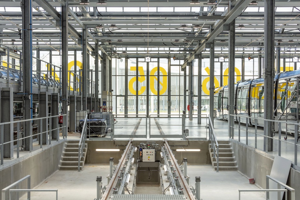 Maintenance and storage center for the T9 tramway by Ferrier Marchetti Studio