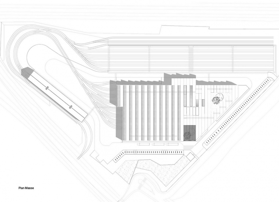 Maintenance and storage center for the T9 tramway by Ferrier Marchetti Studio