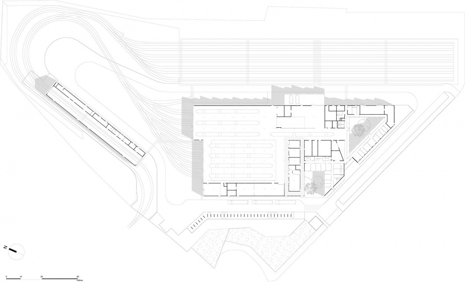 Maintenance and storage center for the T9 tramway by Ferrier Marchetti Studio