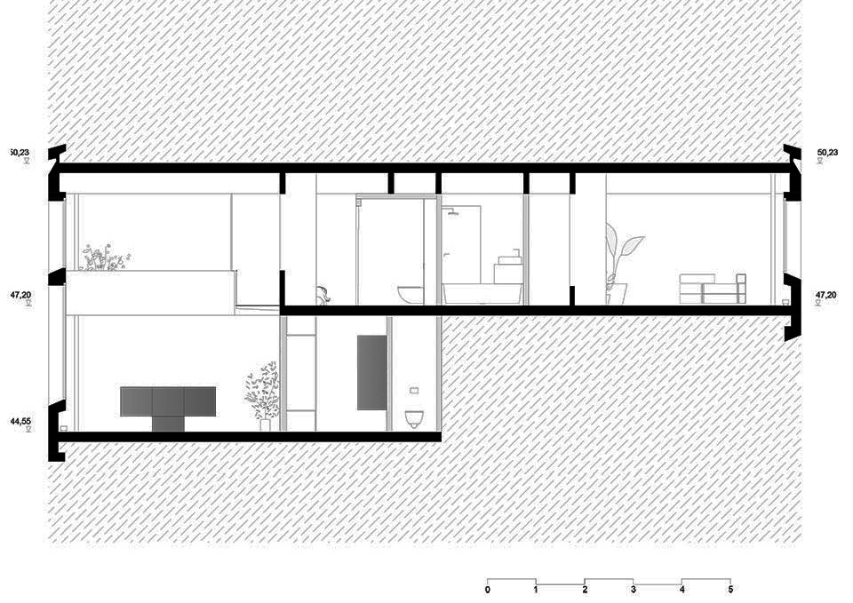 Brutalist duplex apartment in the Riverside Tower by Studio Okami Architects 拷贝