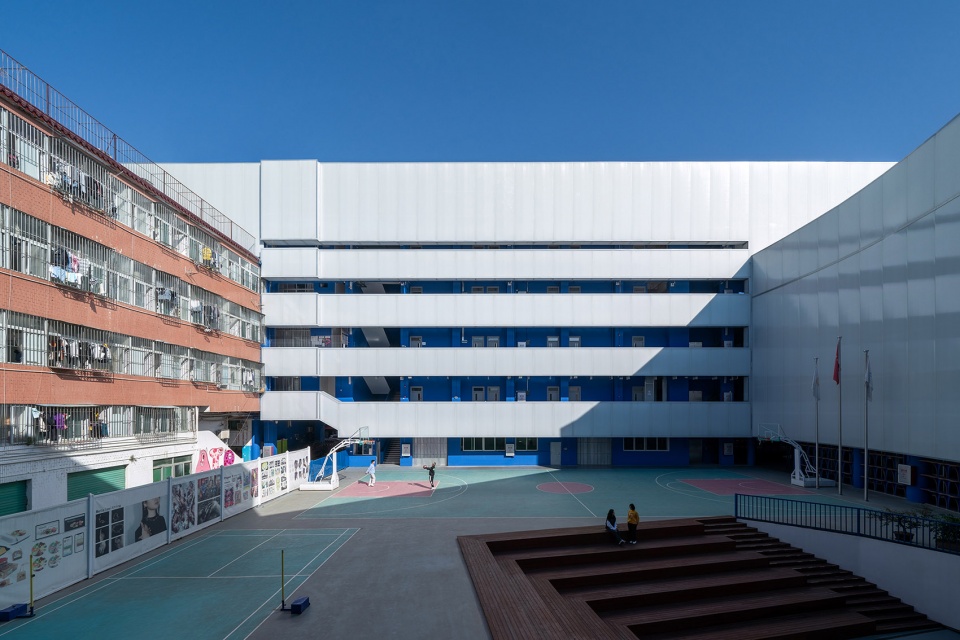art school in blue white china by various associates