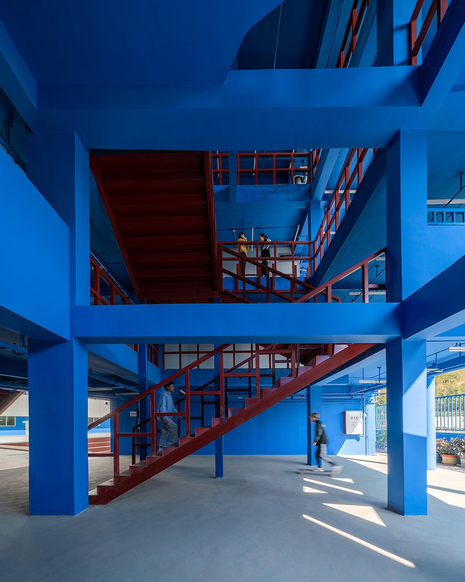 art school in blue white china by various associates
