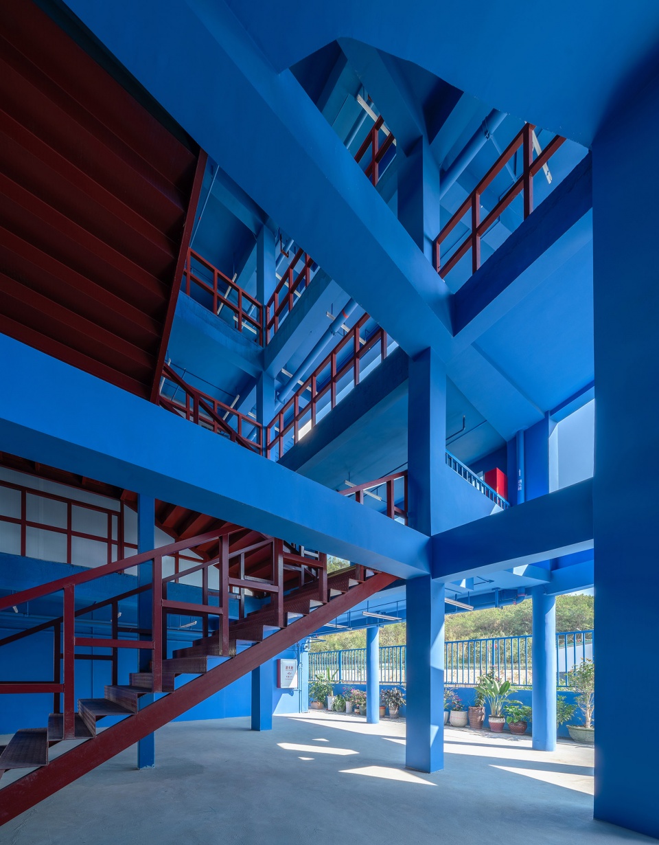 art school in blue white china by various associates