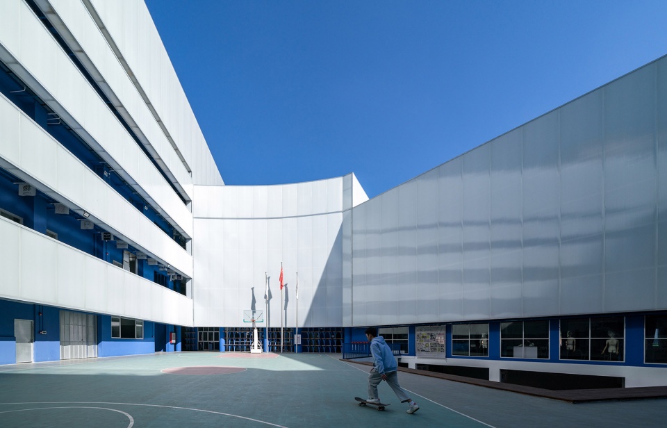 art school in blue white china by various associates