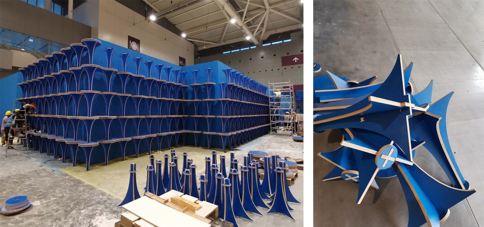 art school in blue white china by various associates