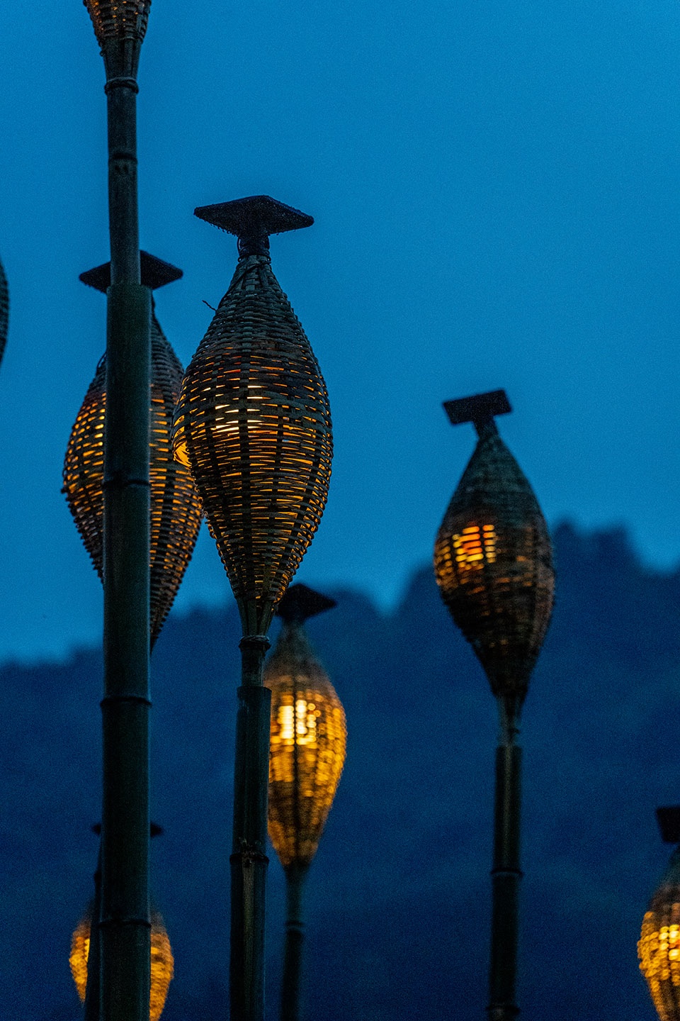 bamboo lamp art installation bamboo star china by haoshe space design