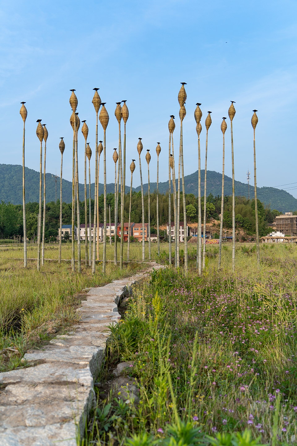 bamboo lamp art installation bamboo star china by haoshe space design