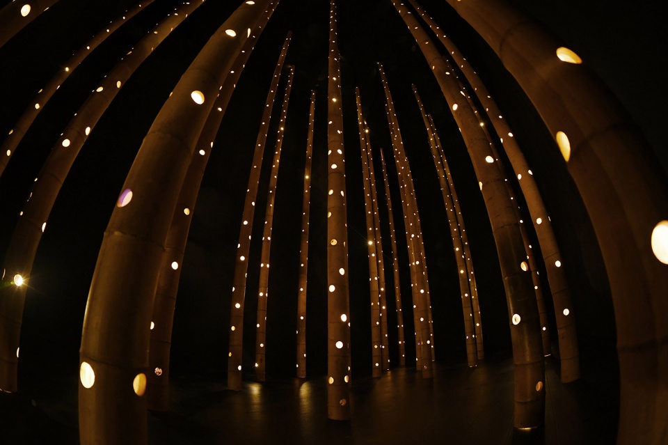symphony at summer night bamboo art installation by hexia architects