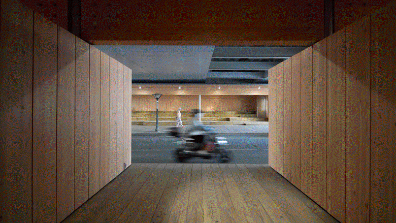 service station under wuning road bridge suzhou creek by atelier z