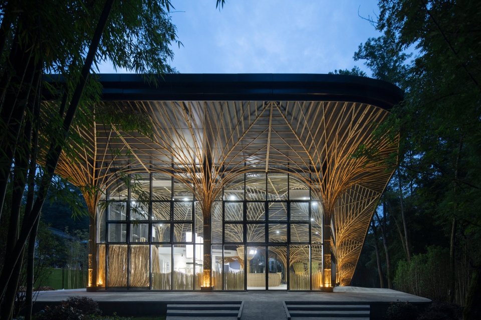 qionglai bamboo pavilion by uno architects lin rong studio