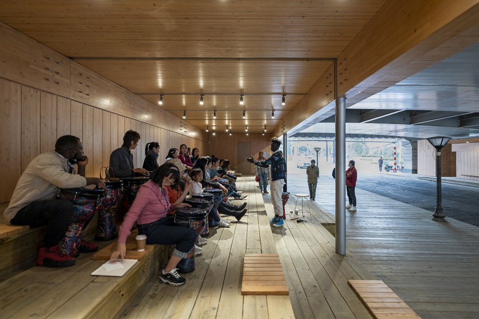 service station under wuning road bridge suzhou creek by atelier z