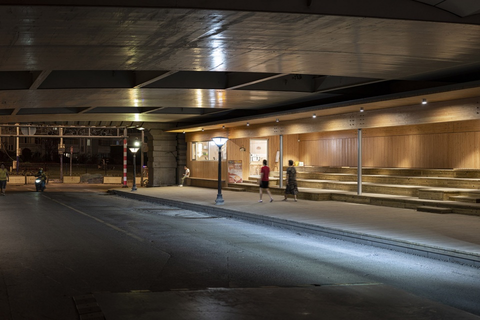 service station under wuning road bridge suzhou creek by atelier z