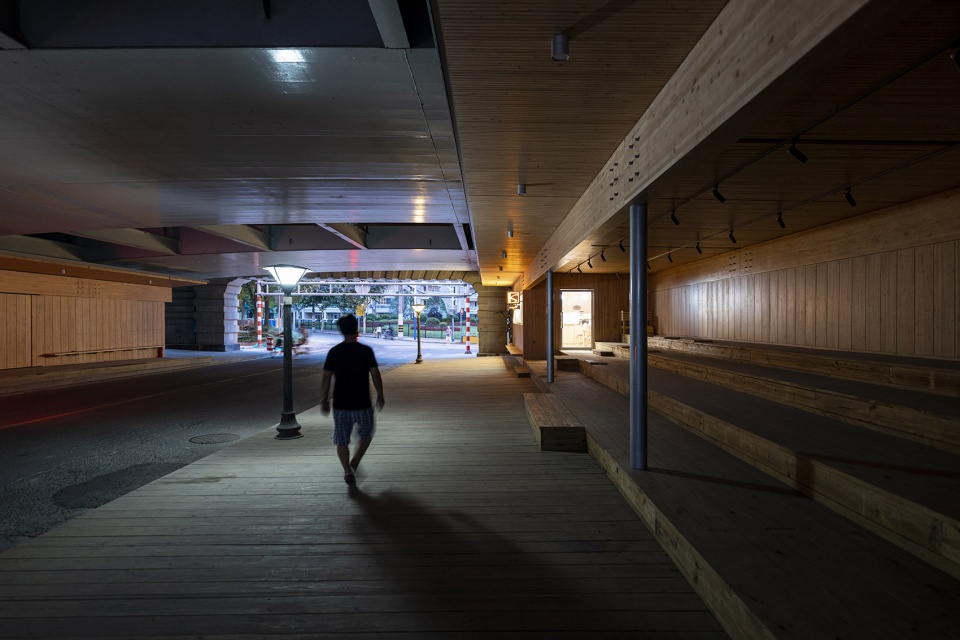 service station under wuning road bridge suzhou creek by atelier z