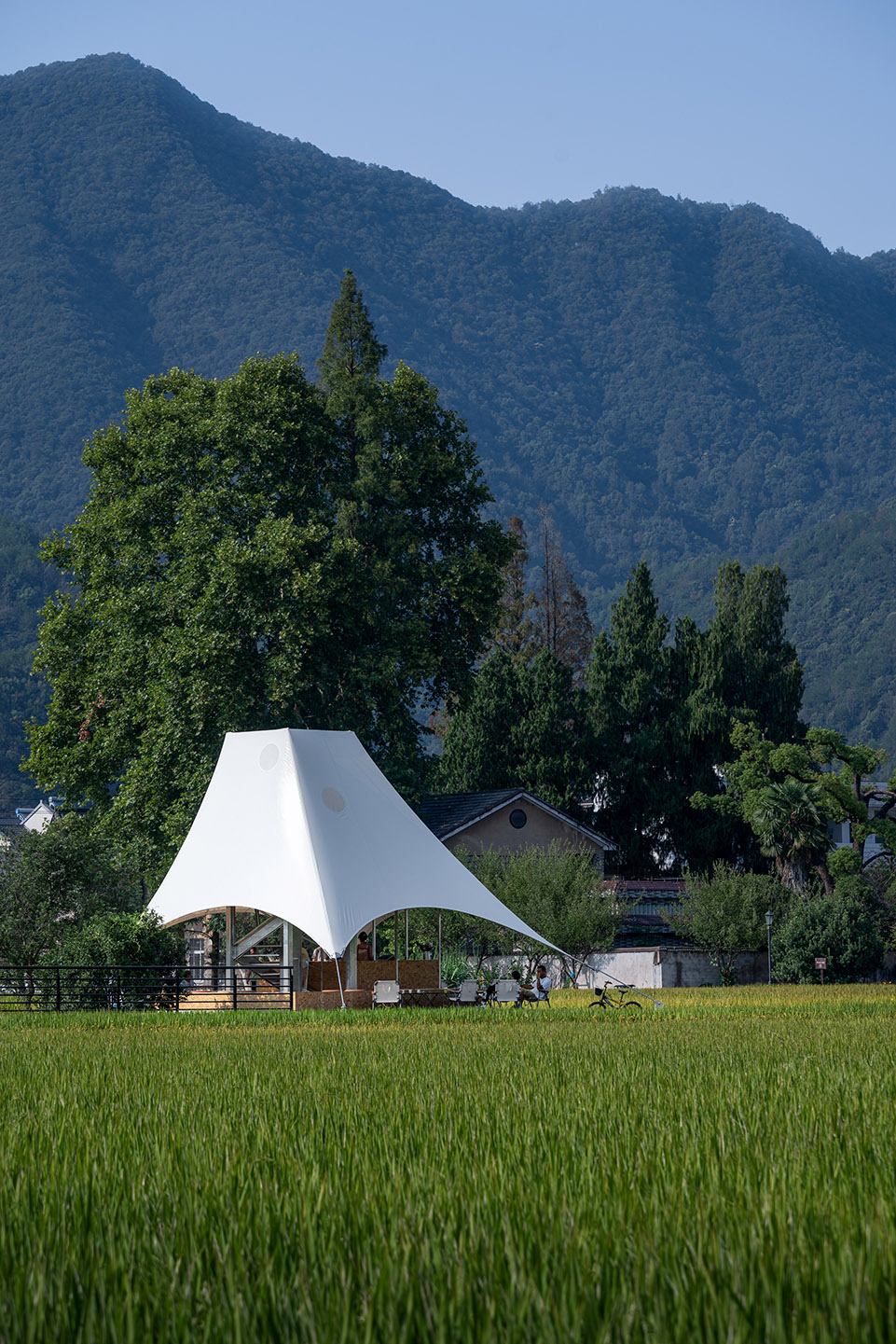 tower pavilion in paddy fields by jumpinghouselab