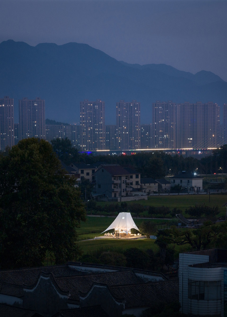 tower pavilion in paddy fields by jumpinghouselab