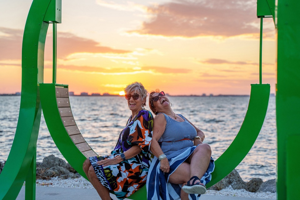 playable art installations in a waterfront park by the urban conga