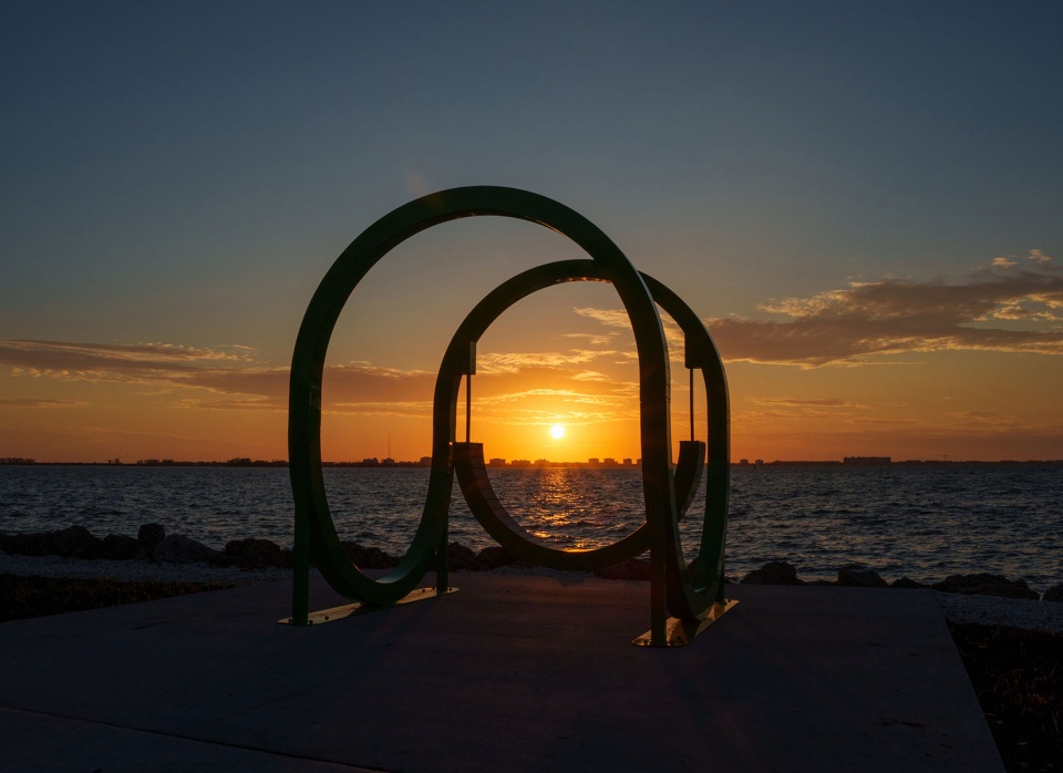 playable art installations in a waterfront park by the urban conga